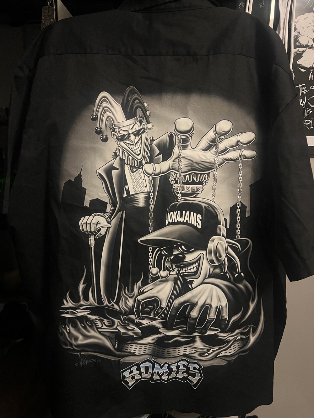 Homie Black Short-Sleeve Button-Front Work Shirt with Homies Patch - XXL - Picture 2 of 2